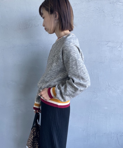 トレーナー スウェット 「別注」Healthknit / ライン リブ クルーネック スウェット レディース BEAMS WOMEN｜【別注】Healthknit / ライン リブ クルーネック