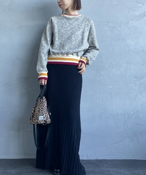 トレーナー スウェット 「別注」Healthknit / ライン リブ クルーネック スウェット レディース Healthknit トレーナー スウェット 「HEALTHKNIT/ヘルスニット