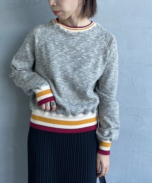 トレーナー スウェット 「別注」Healthknit / ライン リブ クルーネック スウェット レディース Healthknit トレーナー スウェット 「HEALTHKNIT/ヘルスニット