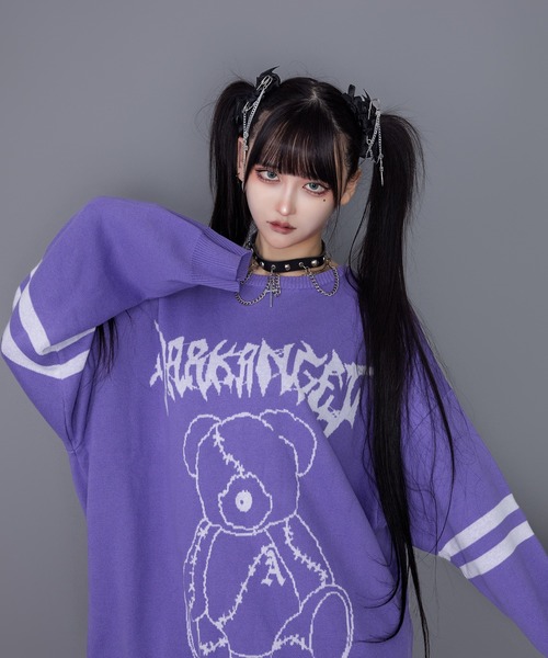 ニット セーター DARKANGEL BEARジャカードニット レディース メンズ Amilige ニット セーター DARKANGEL BEARジャカードニット
