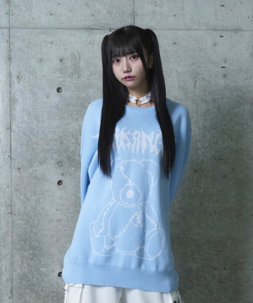 ニット セーター DARKANGEL BEARジャカードニット レディース メンズ Amilige ニット セーター DARKANGEL BEARジャカードニット
