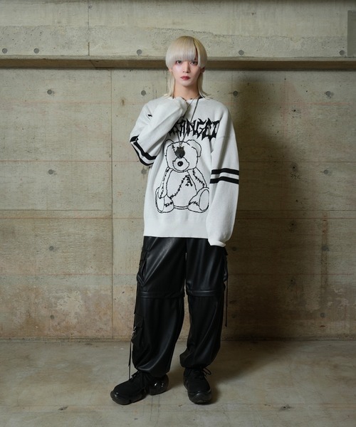 Amilige ニット セーター DARKANGEL BEARジャカードニット