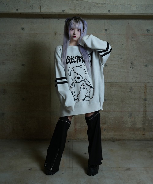 ニット セーター DARKANGEL BEARジャカードニット レディース メンズ Amilige ニット セーター DARKANGEL BEARジャカードニット