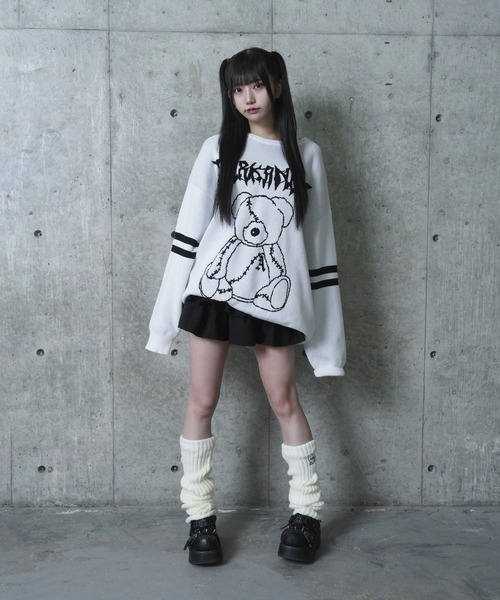 Amilige ニット セーター DARKANGEL BEARジャカードニット