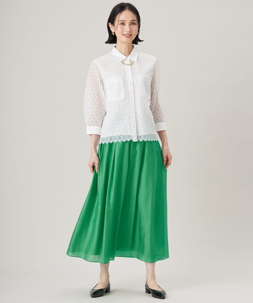 ブラウス シャツ ジオメトリックフラワーレースクロップド丈シャツ ブラウス レディース ドラマ「明日はもっと いい日になる」着用】【SHIHOさん着用