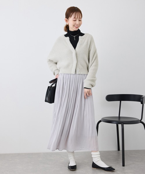 美品♡デサント♡ニット♡ホワイト♡グレー♡L ROPE' PICNIC（ロペ ピクニック） カーディガン fluffy knit