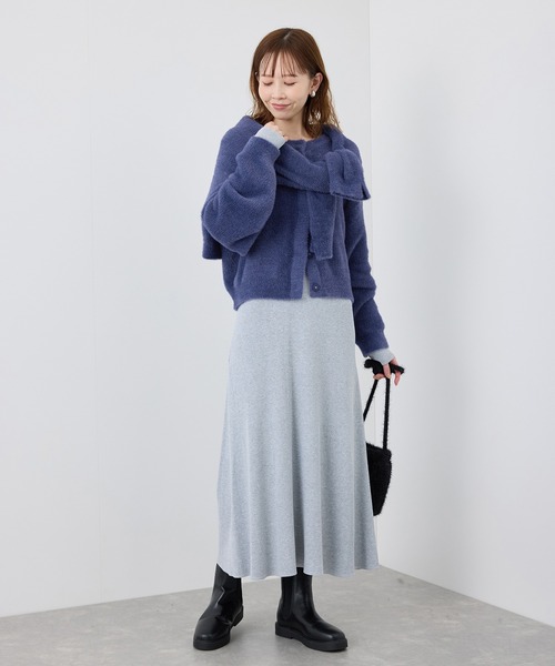 45R フォーティファイブアール ワッフル KNIT ロング カウチン CARDIGAN 0/ネイビー ニットカーディガン【2400013233637】 45rpm - 45R フォーティファイブアール ワッフル KNIT ロング カウチン