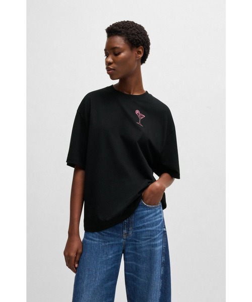 tシャツ オーバーサイズ Tシャツ コットンジャージー ロゴアートワーク レディース