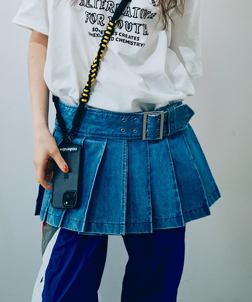 RNA（アールエヌエー） デニムスカート G1084 プリーツラップミニ