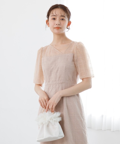 kaene アイボリー サテンフリルバッグ kaene（カエン） フォーマルバッグ ハンドバッグ 「kaene」サテン