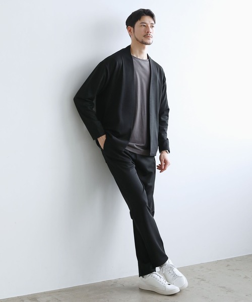 【新品】ノーカラージャケット＆イージーパンツ セットアップ (別売りも可) SPU セットアップ ダブルジャージノーカラージャケット