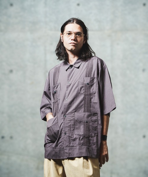 ブラウス シャツ 「ADAMPATEK/アダムパテック」overdyed cuban shirt/製品染めキューバシャツ レディース メンズ ADAM PATEK シャツ ADAMPATEK/overdyed cuban shirt/製品染め