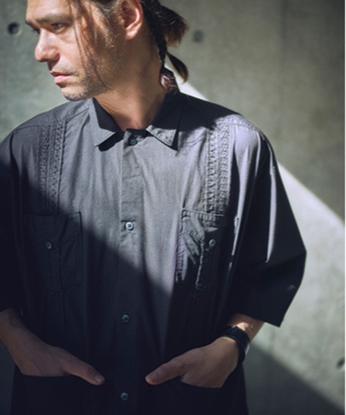 ADAM PATEK シャツ ADAMPATEK/overdyed cuban shirt/製品染め