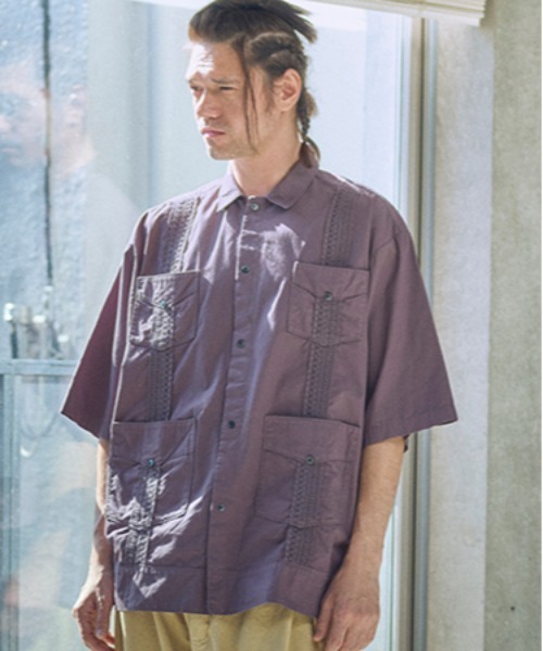 ADAM PATEK シャツ ADAMPATEK/overdyed cuban shirt/製品染め