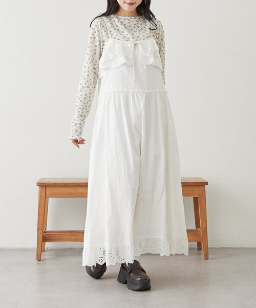 w closet ワンピース コットンレースキャミワンピース
