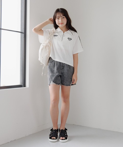 GLOBAL WORK tシャツ ヘビロッTEEハーフZIP半袖/324962 キッズ