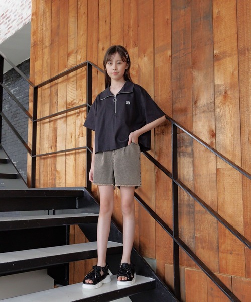 GLOBAL WORK（グローバルワーク） tシャツ ヘビロッTEEハーフZIP半袖