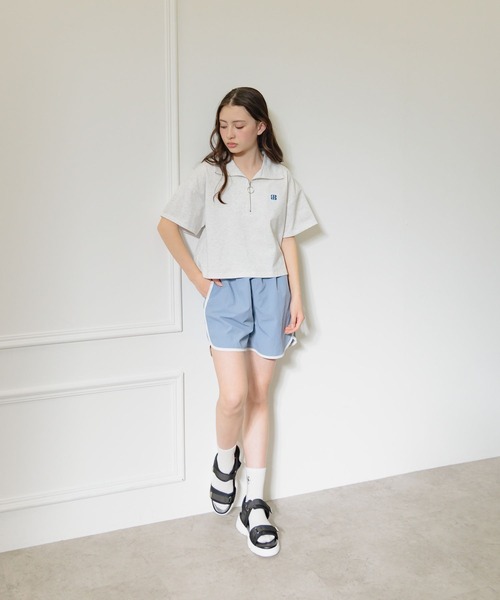 GLOBAL WORK（グローバルワーク） tシャツ ヘビロッTEEハーフZIP半袖