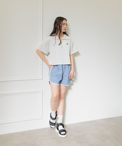 GLOBAL WORK tシャツ ヘビロッTEEハーフZIP半袖/324962 キッズ