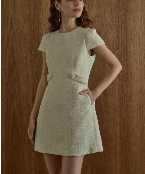 Tweed mini saloppete ワンピース セール】tweed mini one piece / ツイードショート丈ワンピース