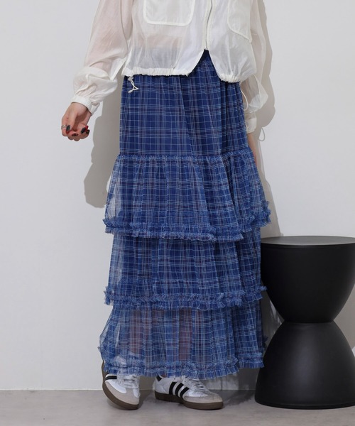NOANOA スカート ノエラ Noela タフタチェックフレアスカート （ブラック
