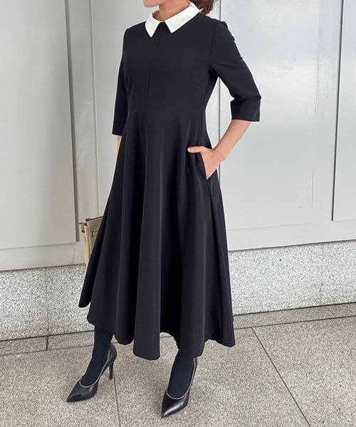 週末特別価格✨タグ付　ST.ROONEY ワンピース フレア　小さいサイズ ST.ROONEY ワンピース クレリックフレアワンピース「低身長