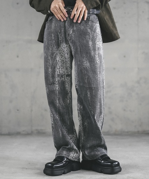 Shoowtime パンツ Vintage leopard design straight pants