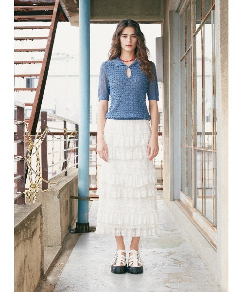 COEL（コエル） ニット セーター 透かし編みポロニット レディース