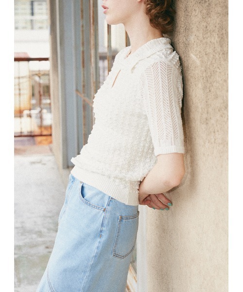 COEL（コエル） ニット セーター 透かし編みポロニット レディース