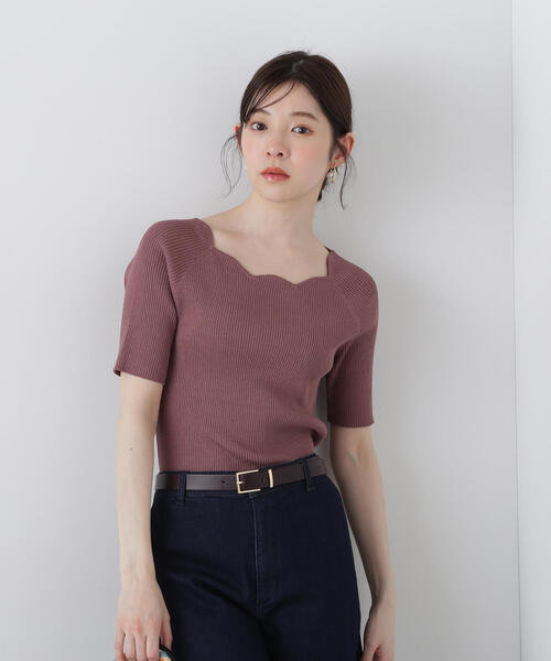 【25ss 新品】ESTNATION 半袖 ニット スカラップ フリル PROPORTION BODY DRESSING ニット セーター スカラップ