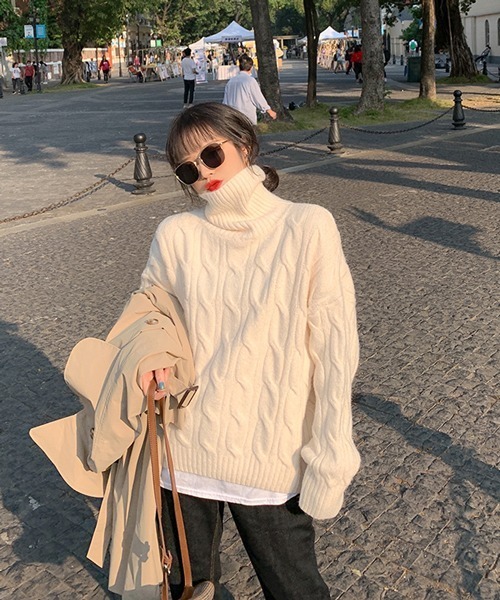 МＨＬ2023AWタートルネックセーター アイボリー cheriella タートルネックニット M アイボリー レディース : ZOZOTOWN