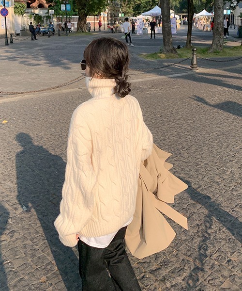 「HALEY PESCA」 タートルネックニット FREE アイボリー レディース_画像3