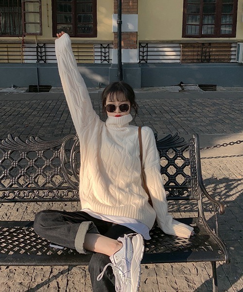 「HALEY PESCA」 タートルネックニット FREE アイボリー レディース_画像6