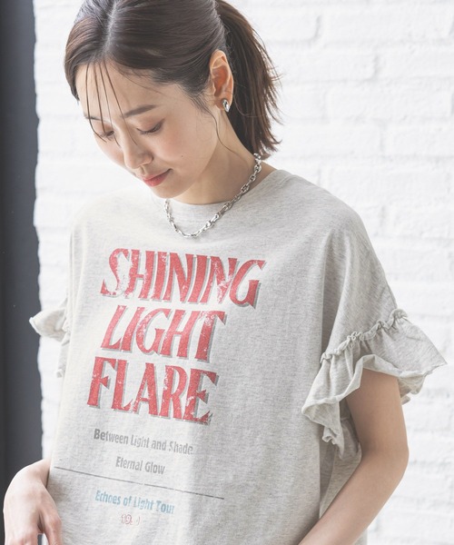 GLOBAL WORK（グローバルワーク） tシャツ ヘビロッTEEフリルプリント