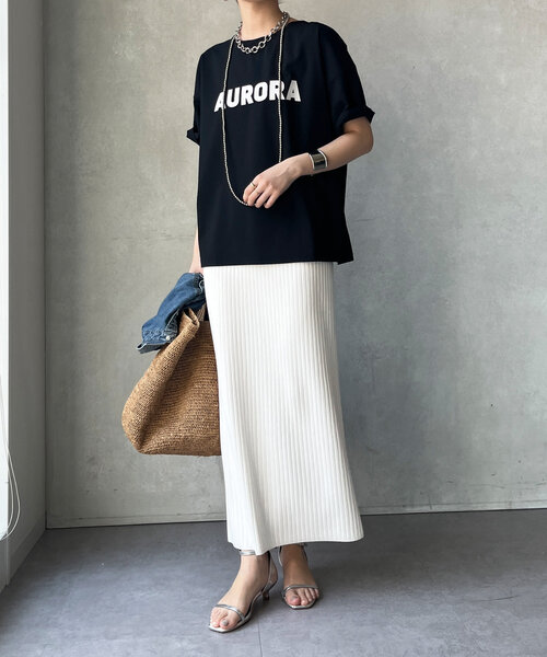 ブラウス シャツ リネンライクハイツイストAURORAロゴTEE レディース DouDou ブラウス シャツ リネンライクハイツイストAURORAロゴTEE