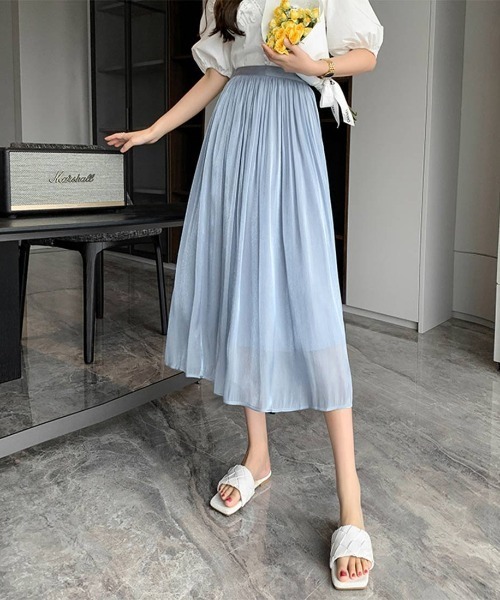 未使用級　and per se アンパスィ　変形　プリーツスカート　透け感無 スカート 透け感シアーAラインプリーツスカート : ZOZOTOWN Yahoo!店