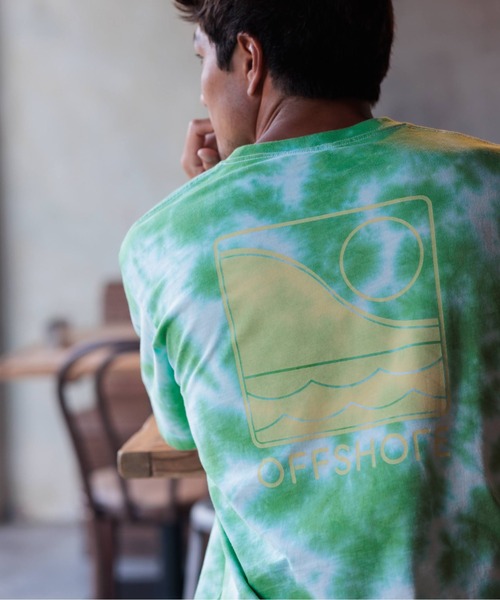 ロゴ刺繍タイダイTシャツ ／ Tシャツ タイダイ染め ロゴ刺繍 レディース 半袖 ドロップショルダー クルーネック オーバーサイズ トップス カットソー 春 夏 OFFSHORE tシャツ TIE DYE LOGO TEE/オフショア タイダイ染め