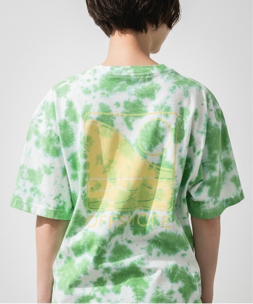 ロゴ刺繍タイダイTシャツ ／ Tシャツ タイダイ染め ロゴ刺繍 レディース 半袖 ドロップショルダー クルーネック オーバーサイズ トップス カットソー 春 夏 OFFSHORE tシャツ TIE DYE LOGO TEE/オフショア タイダイ染め