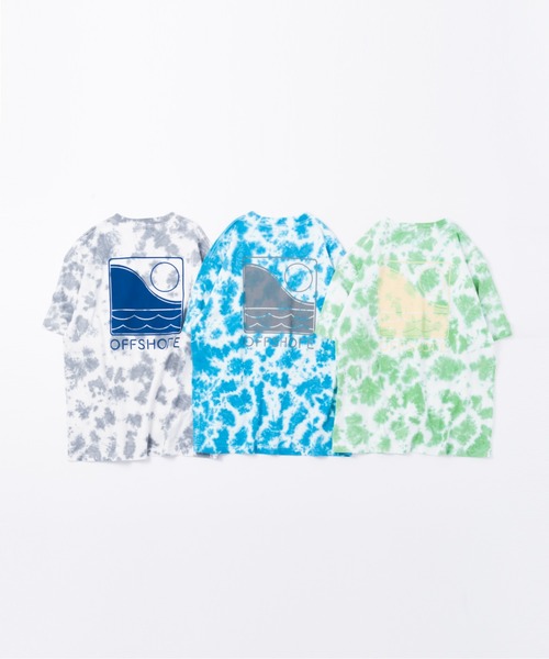 ロゴ刺繍タイダイTシャツ ／ Tシャツ タイダイ染め ロゴ刺繍 レディース 半袖 ドロップショルダー クルーネック オーバーサイズ トップス カットソー 春 夏 OFFSHORE tシャツ TIE DYE LOGO TEE/オフショア タイダイ染め
