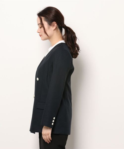 allureville - 未使用タグ付き✨allureville ノーカラー ジャケット ネイビー レノクロスノーカラーポケットジャケット|allureville OFFICIAL