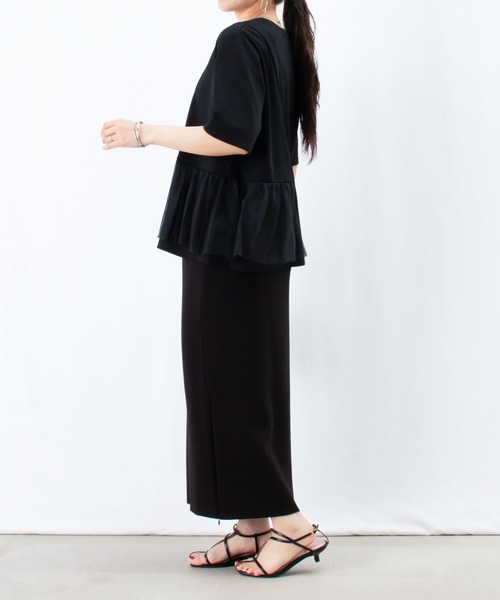 tシャツ LC/LLL 配色チュール切替プルオーバー レディース LADY LUCK LUCA tシャツ LC/LLL 配色チュール切替プルオーバー
