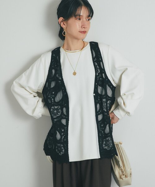 un dix cors ベスト ジレ 「大人フェミニン」刺繍ラッセル