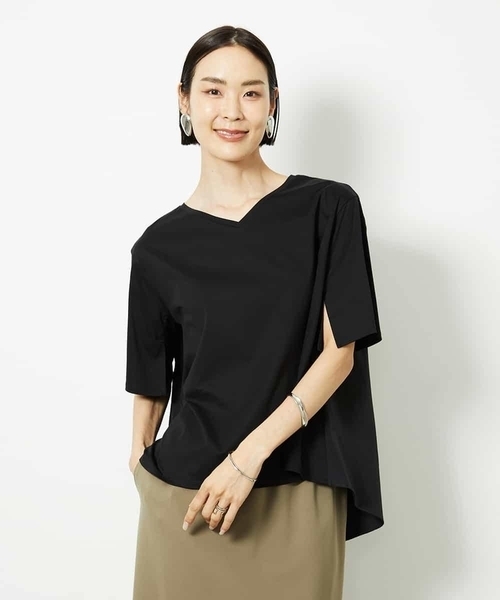 tシャツ 「接触冷感」異素材バックフレアカットソー レディース