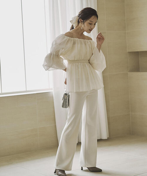 THE TOE ホワイトフリルバルーンスリーブシャツ THE TOE ホワイト