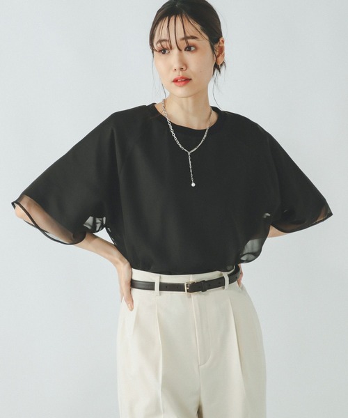 「GLOBAL WORK」 半袖カットソー MEDIUM ブラック レディース