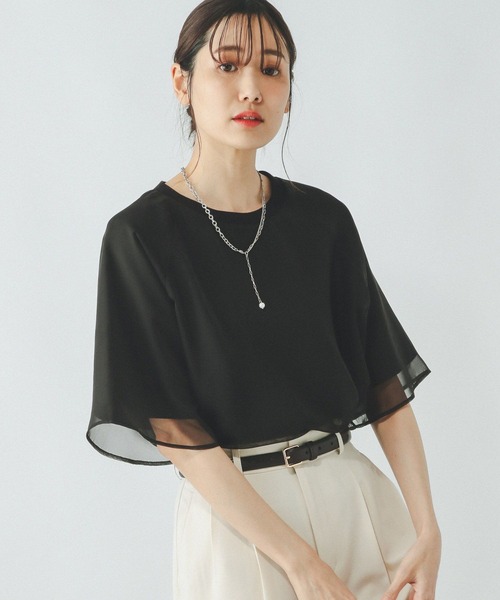 「GLOBAL WORK」 半袖カットソー MEDIUM ブラック レディース