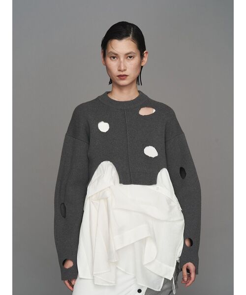 ニット セーター CHEESE HOLE SHORT TOP / チーズホールショートトップ レディース
