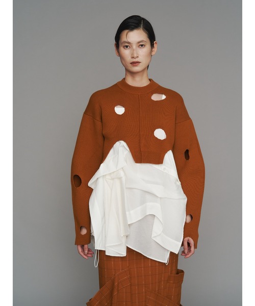 un3d 新品 38 UN3D.（アンスリード） ニット セーター CHEESE HOLE SHORT TOP