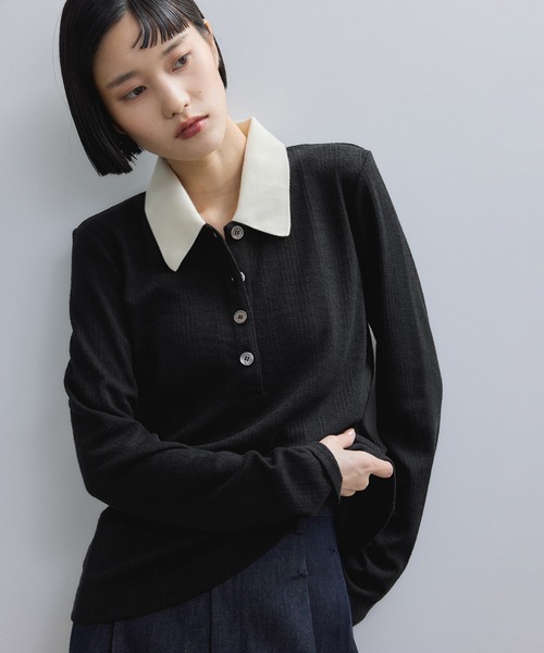 【15日まで値下げ中】ADAM ET ROPE 黒 半袖 ポロシャツ ボタン付き ADAM ET ROPE'（アダムエロペ） ポロシャツ ポロ 「WEB限定