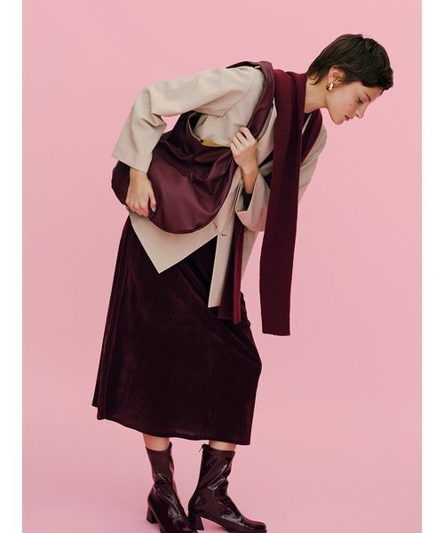 ミラオーウェン新品ストール マフラー リブニットフーディマフラー